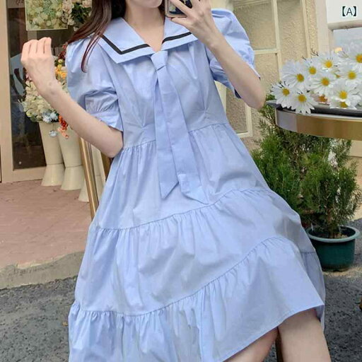 大きめサイズ レディース おしゃれ ファッション 夏 フランス 韓国 ネイビーカラー 半袖 ドレス 体型カバー スリム ケーキ ドレス 大きめサイズ レディース おしゃれ ファッション 夏 フランス 韓国 ネイビーカラー 半袖 ドレス 体型カバー スリム ケーキ ドレス