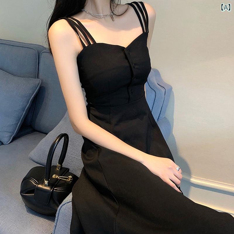 大きめサイズ レディース おしゃれ ファッション 夏新 スリング リトル ブラック ドレス ビッグ サイズ ウエスト スリミング 膝丈 スカート