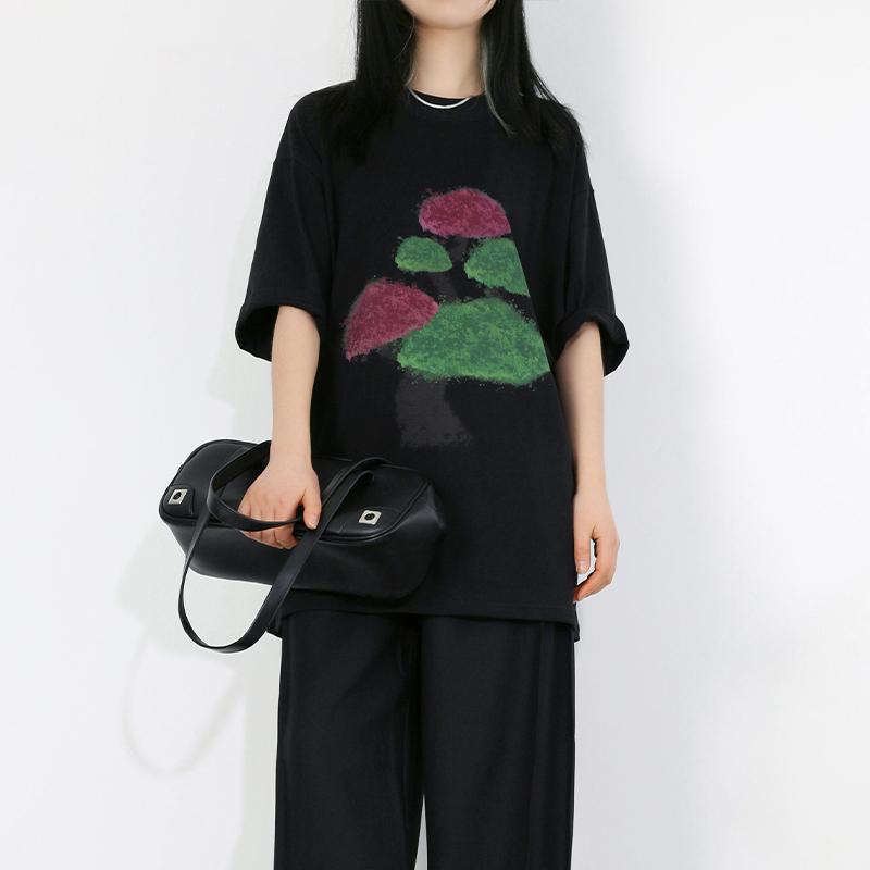 レディース ファッション おしゃれ プリント 綿 半袖 Tシャツ ニット 半袖 ゆったり 夏