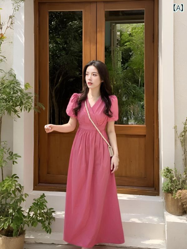 レディース ファッション おしゃれ ラズベリーカラー ウエスト ドレス ユニーク アート ドレス プチ