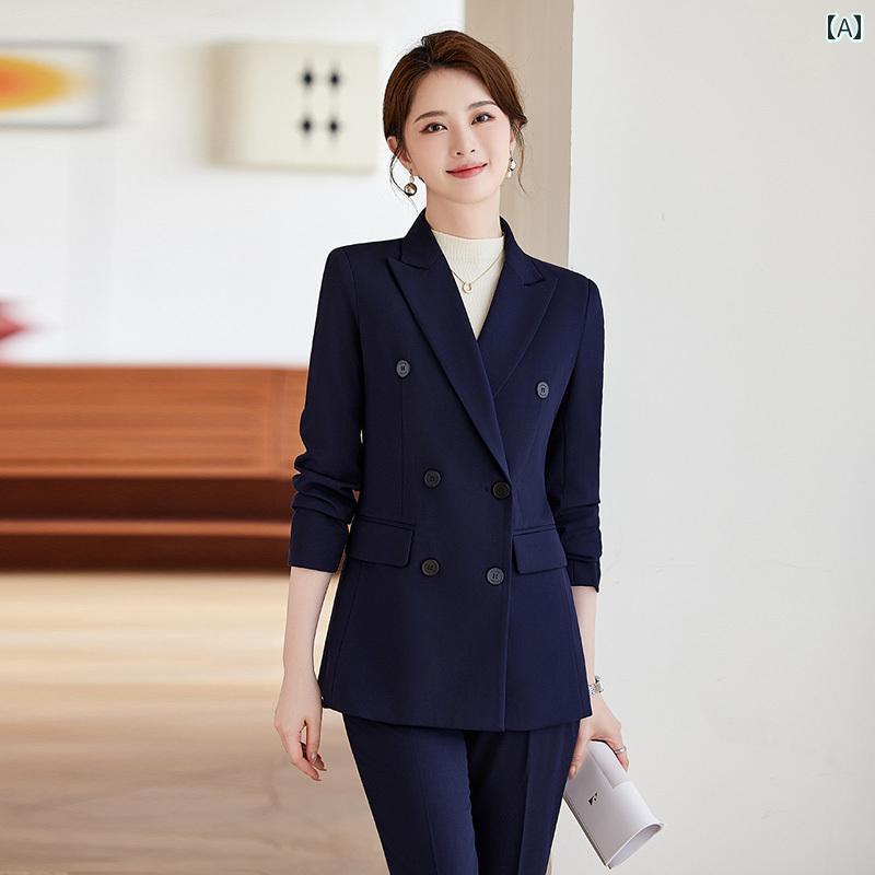 スーツ レディース ビジネス おしゃれ 通勤 オフィス フォーマル 入学式 卒業式 上品 エレガント ダブルブレスト 春秋