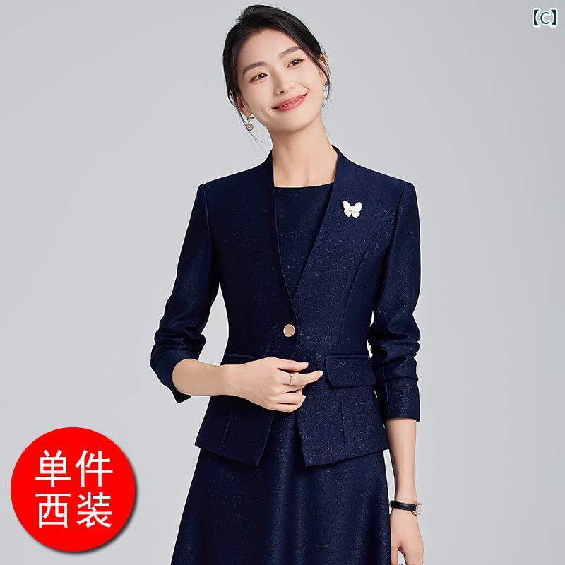 レディース ファッション おしゃれ 通勤 オフィス フォーマル 上品 秋 ビジネス スーツ 光沢 スーツ ドレス フォーマル フロント デスク