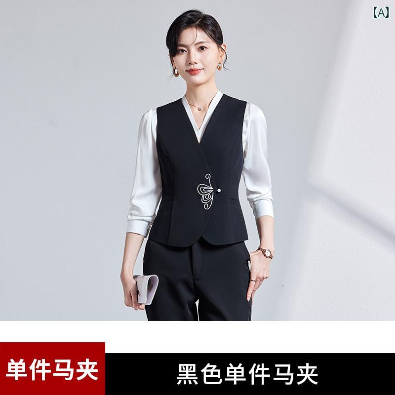 レディース ファッション おしゃれ 通勤 オフィス フォーマル 上品 ベスト 春秋 チャイナ風 ホテル フ..