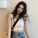 キャミソール レディース 女性用 春夏 セクシー ショート丈 クロップド丈 スリム タイト カップ付き 無地 ホワイト グレー ブラック ポリエステル 外出着 インナー 普段使い