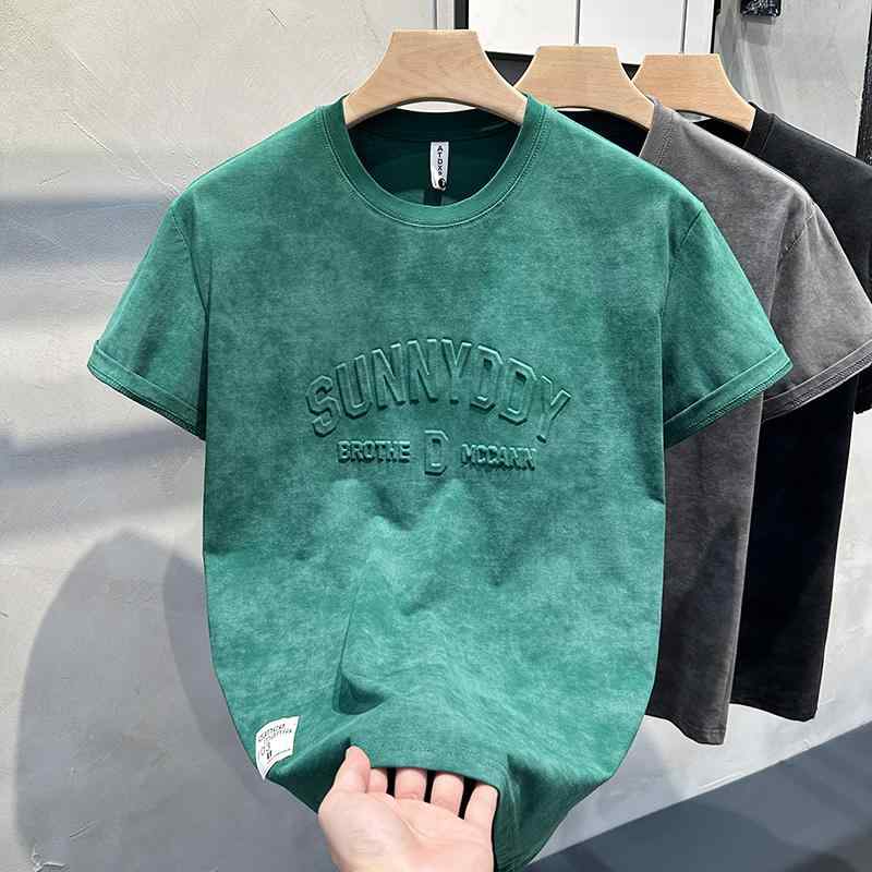 Tシャツ メンズ 半袖 夏 レトロ プリント 通気 修身