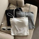 キャミソール タンクトップ レディース ブラ一体型 グレー 綿混素材 伸縮性 細ストラップ ショート丈 スリムシルエット バックオープン 美背 インナー 部屋着 普段使い きれいめ 春夏 無地(4)