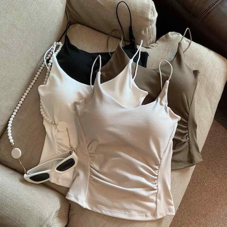 トップス レディース カップ付き ブラトップ キャミソール 高級感 ヘルシーセクシー スリム ショート丈 綿混 ストレッチ インナー 普段..