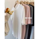 トップス レディース 綿 羊毛 混紡 肌触り 半袖 Tシャツ カットソー クルーネック ゆったり リラックスフィット スタンダードショルダー ベーシック 着回し 普段使い ホワイト 春夏