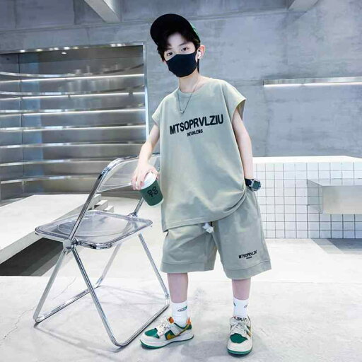 子供服 男の子 タンクトップ ショートパンツ セットアップ 上下セット 夏 薄手 スポーツ 通気性 ポリエステル ジュニア カジュアル グレー ベージュ 子供服 男の子 タンクトップ ショートパンツ セットアップ 上下セット 夏 薄手 スポーツ 通気性 ポリエステル ジュニア カジュアル グレー ベージュ