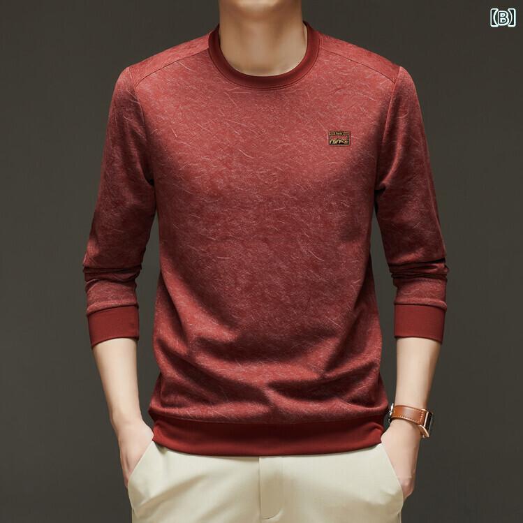 トップス メンズ 長袖 カットソー クルーネック 薄手 リラックスフィット ゆったり カジュアル きれいめ デイリーユース インナー 春秋 ブラック アイボリー