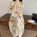 ルームウェア レディース リラックス パジャマ プレゼント 胸パッド ナイトドレス 花柄 プリント 甘くて キュート 半袖 年 夏