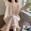 ルームウェア レディース リラックス パジャマ プレゼント 夏 プリンセス 半袖 綿 カジュアル ナイトドレス 家 着 外着