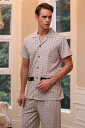 ルームウェア メンズ パジャマ リラックス カウンター 夏 コットンニット グレー 半袖 ズボン ホーム 服