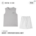 ルームウェア メンズ パジャマ リラックス 綿 夏 ノースリーブ ベスト ショーツ 新 夏