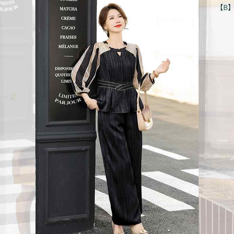 セットアップ レディース カジュアル おしゃれ 上品 春 ワイドレッグ パンツ 婦人 春夏 スタイリッシュ シャツ