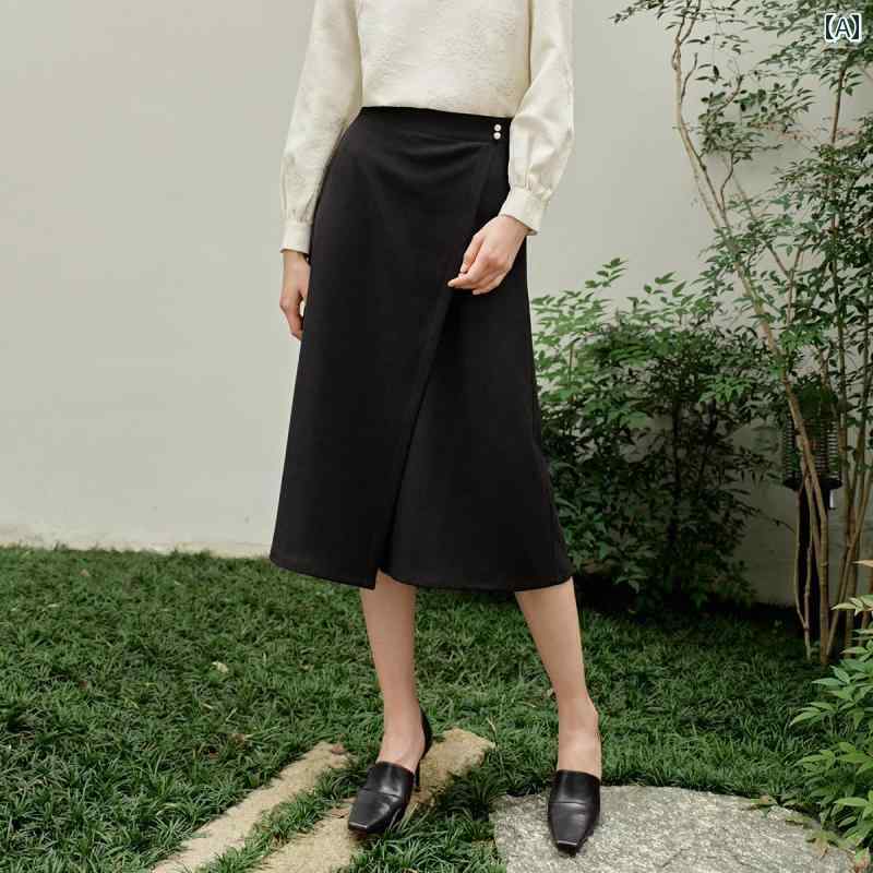 レディース パンツ ズボン カジュアル ゆったり おしゃれ チャイナ風 スカート 秋 軽量 涼しい 涼しい 涼しい 民族風 シック 黒 ワイドレッグ ロング