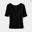 トップス レディース おしゃれ カジュアル シンプル しわ りにくい 五分丈 ハーフ 袖 鎖骨 Tシャツ 大..