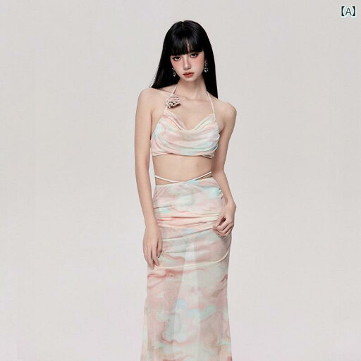 ビキニ 水着 レディース セクシー ビーチ セットアップ 絞り染め 美白 ロング スカート 風 3点 温泉 ギャザー ビキニ 水着 レディース セクシー ビーチ セットアップ 絞り染め 美白 ロング スカート 風 3点 温泉 ギャザー