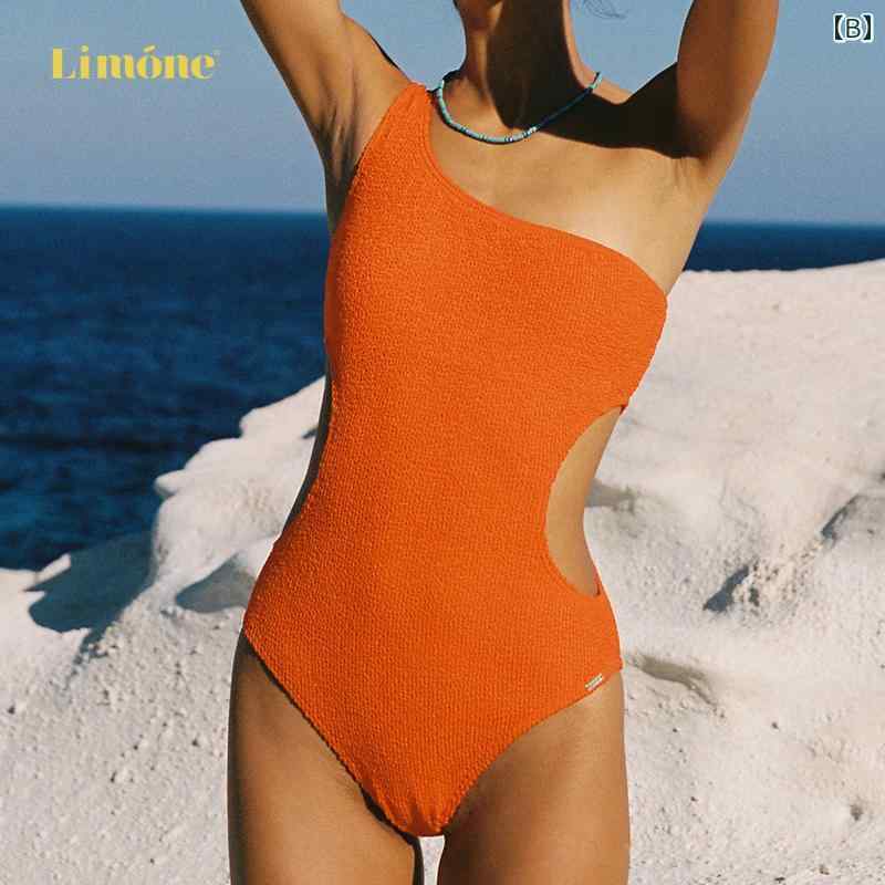 レディース 水着 セクシー ビーチ 豪華感 グリーン ワンピース シングルショルダー 体型カバー