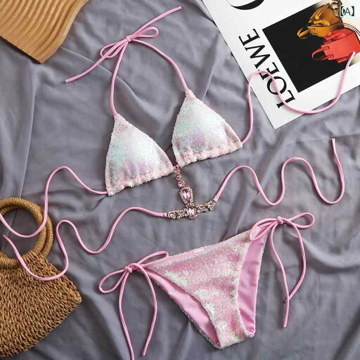 ビキニ 水着 レディース セクシー ビーチ マーメイド スパンコール ホリデー トライアングル 魅惑 ホルターネック ギャザー 胸 ビキニ 水着 レディース セクシー ビーチ マーメイド スパンコール ホリデー トライアングル 魅惑 ホルターネック ギャザー 胸