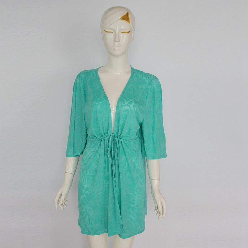 ビーチワンピース レディース 提花柄 水着カバーアップ 日焼け防止カーディガン ガウン