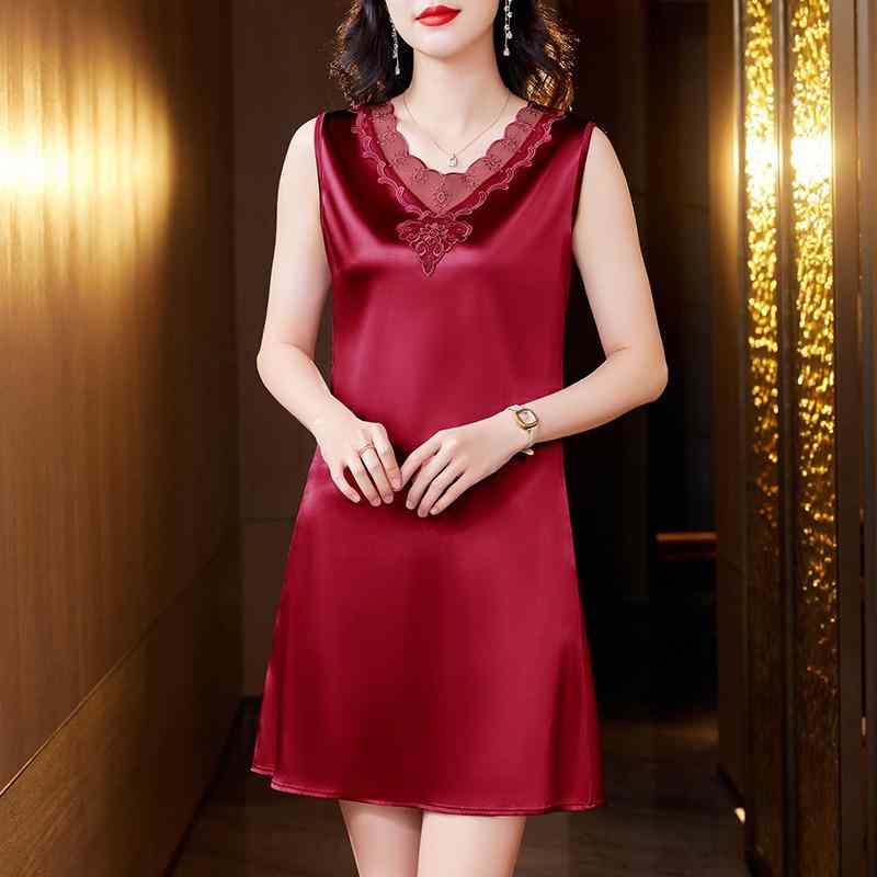 ワンピース レディース 大きいサイズ ゆったり 高級感 エレガント アセテート サテン シルク調 キャミ..