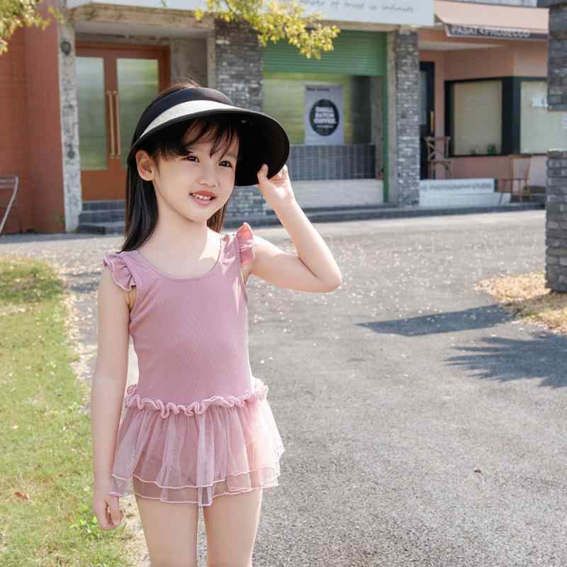 水着 女の子 子供 大 防蚊 速乾 プリンセス チュール ふんわりスカート バックリボン ワンピース