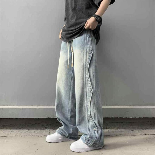デニムパンツ メンズ 春夏 アメカジ ストリート 再構築 個性的 ゆったり ヴィンテージ加工 立体裁断 ミドルハイウエスト ロング丈 ノンストレッチ 普段使い ワイドストレート ブラック ブルー デニムパンツ メンズ 春夏 アメカジ ストリート 再構築 個性的 ゆったり ヴィンテージ加工 立体裁断 ミドルハイウエスト ロング丈 ノンストレッチ 普段使い ワイドストレート ブラック ブルー