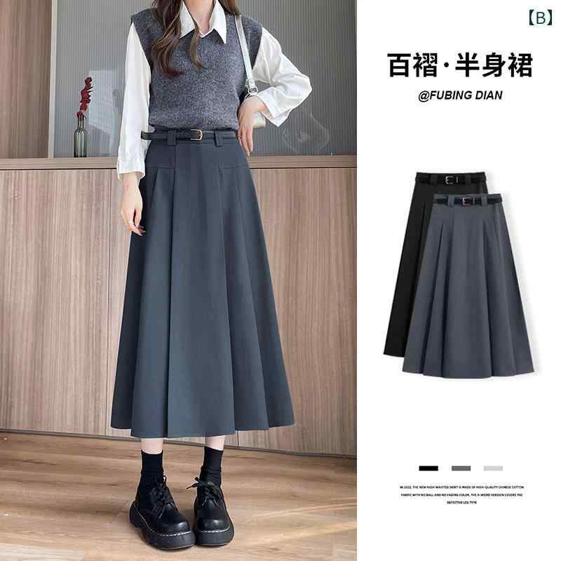 スカート レディース Aライン ハーフ丈 ひざ丈 フレア しわなりにくい