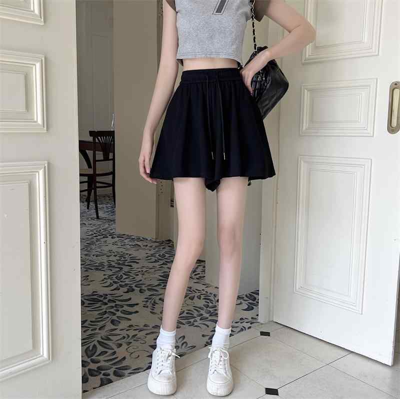 ワイドパンツ レディース ハイウエスト 着痩せ カジュアルパンツ スカンツ ゆったり 大きめサイズ パンツ ズボン 無地 ショートパンツ