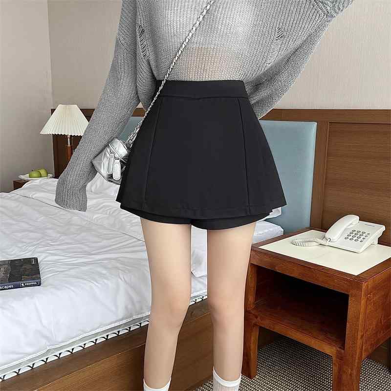 ショートパンツ レディース ハイウエスト キュロット ワイドレッグ ゆったり カジュアル パンツスカート スラックス プリーツスカート