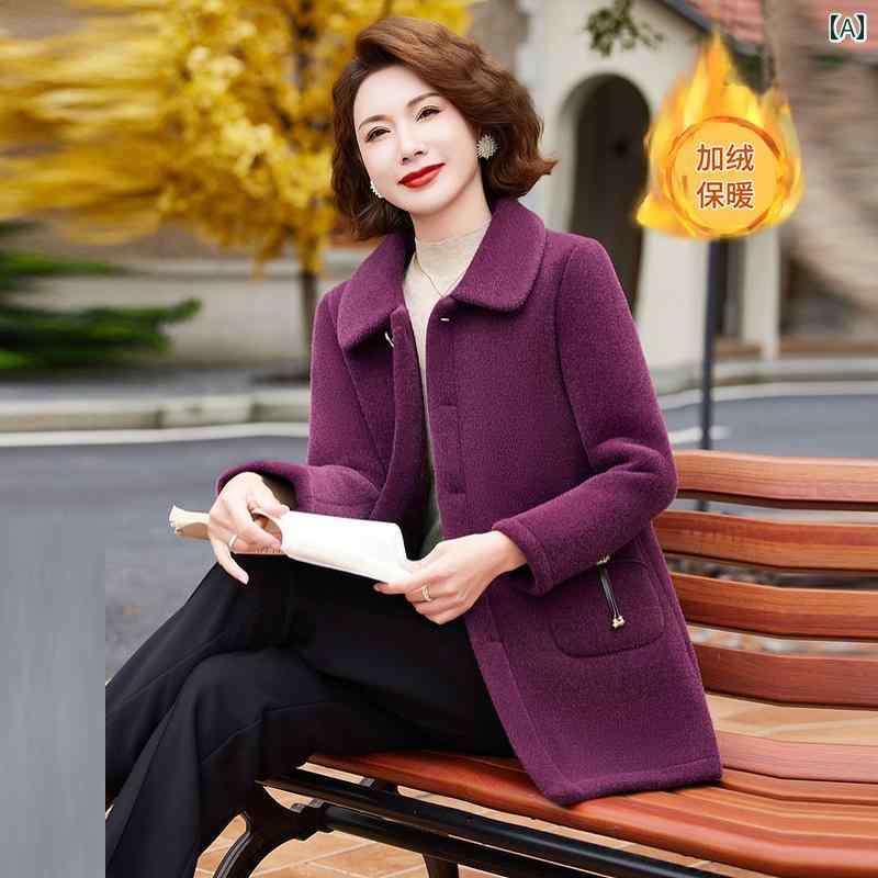 大きいサイズ コート 婦人服 ファー 厚手 レディース ウール アウター