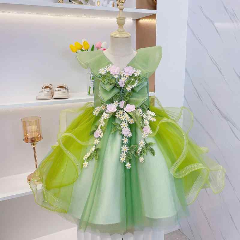 ワンピース 女の子 子供 ドレス パフスリーブ 夏 キッズ 洋風 スカート 発表会 誕生日