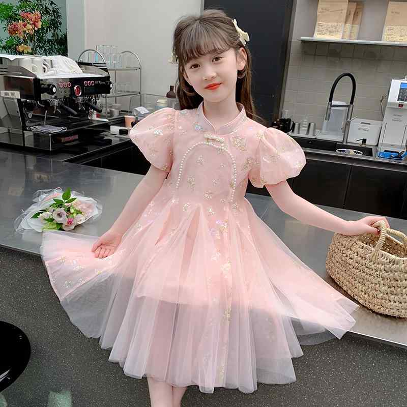 ワンピース 女の子 子供 プリンセス スカート 夏服 中華風 チャイナドレス