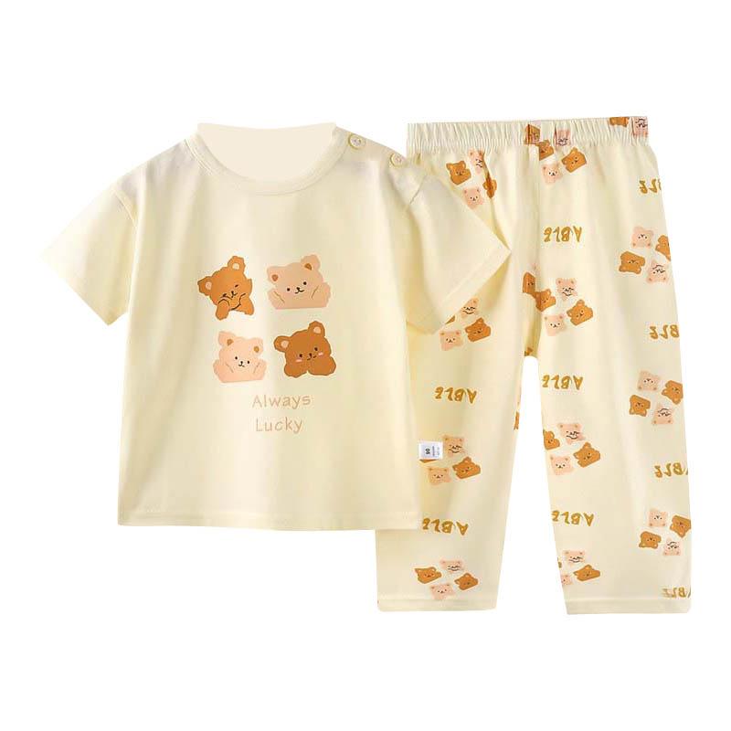 パジャマ 子供 エアコン服 ベビー服 ルームウェア 綿 男の子 女の子 夏 セットアップ 七分袖 薄手 涼しい 通気性 快適(4)