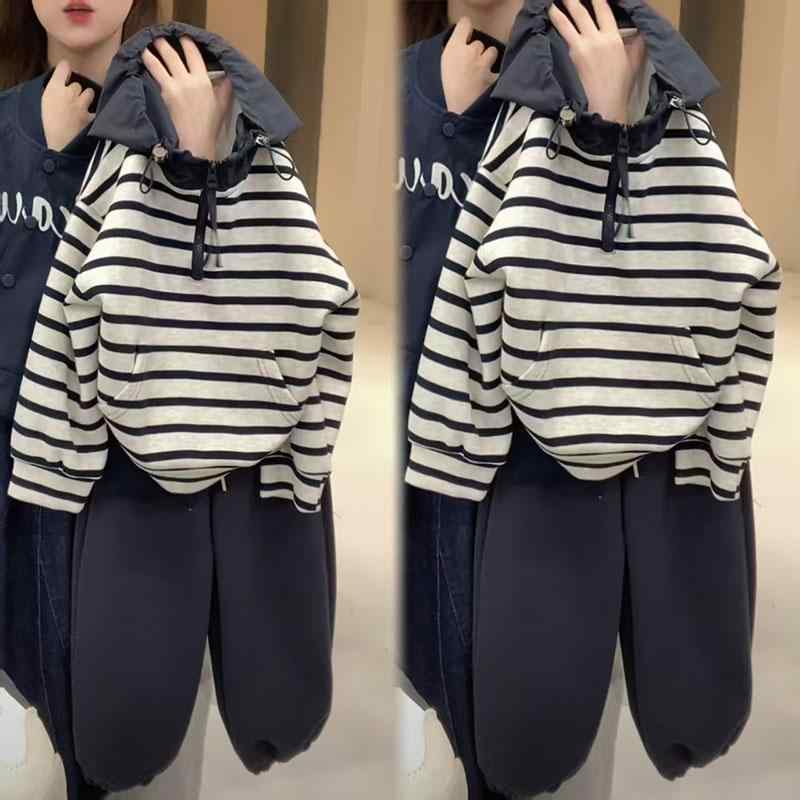 パーカー 男の子 春物 セットアップ 子供 ストライプ フード トレーナー 小 幼児 プルオーバー