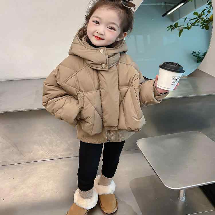 女の子 ダウン ジャケット 冬 スタイリッシュ 厚手 ショート コート 起毛 暖かい 子供 赤ちゃん 女の子 冬