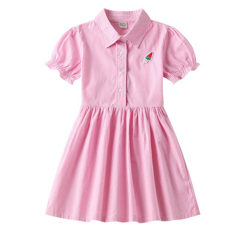 ワンピース 女の子 夏 子供服 ストライプ シャツワンピース かわいい キッズ チュニック