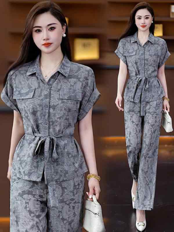 大きいサイズ セットアップ レディース 夏 おしゃれ 夏服 着こし セットアップ 洋風 若見え ワイドレッグパンツ 2点セット