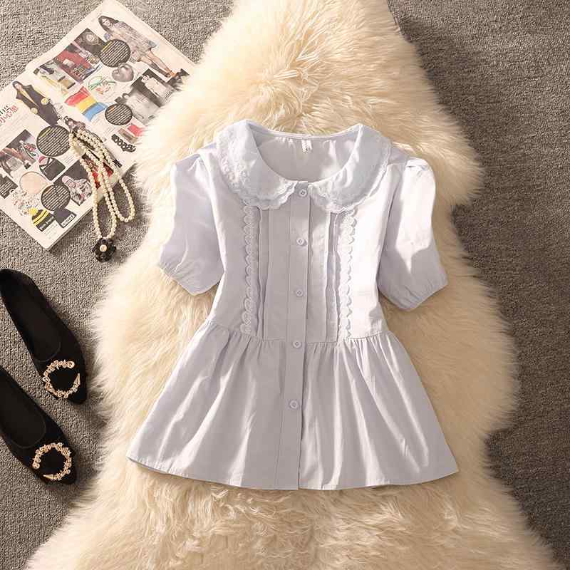 シャツ レディース 夏 半袖 レース フリル ブラウス トップス(4)