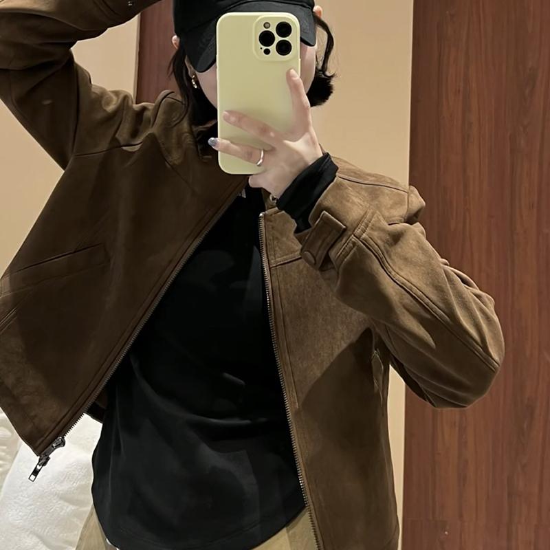 ジャケット レディース スエード ショート丈 春秋 カジュアル ブルゾン ジャンパー アウター