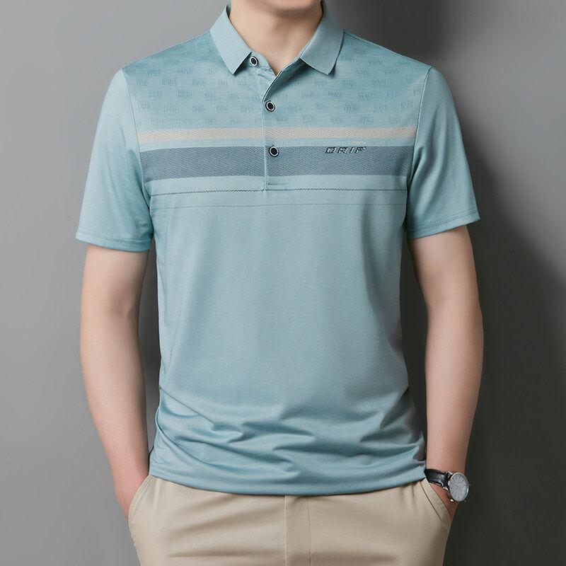 大きいサイズ Tシャツ メンズ 夏 ポロシャツ 冷感 半袖 襟 ゆったり カジュアル ストライプ 涼しい 父親