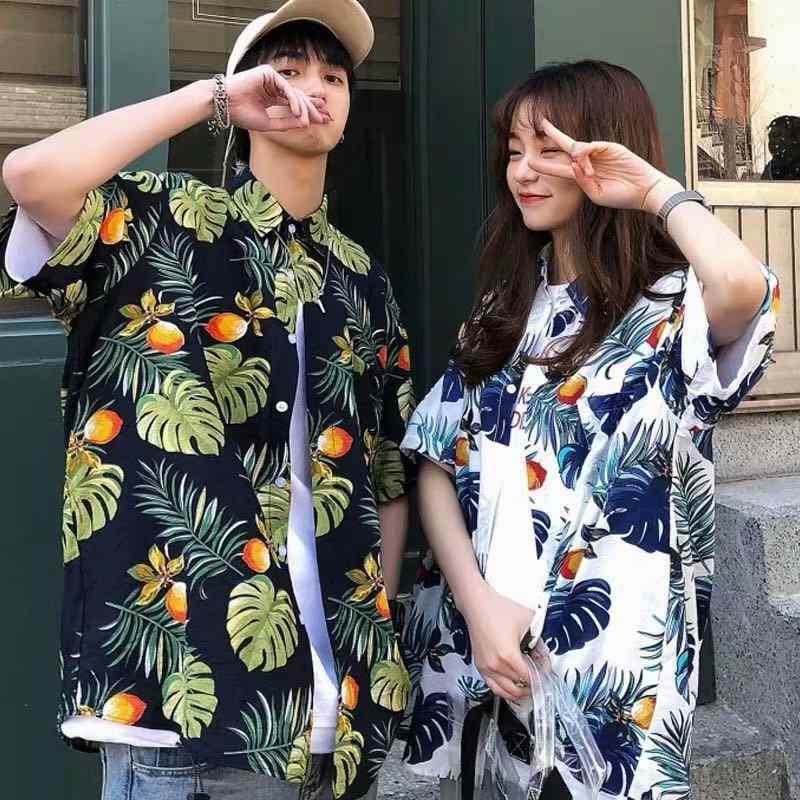 Other - アロハシャツ レディース ハワイアン ボタニカル柄 レトロ 香港風 ゆったり 半袖 ビーチ リゾート カップル 開襟 前開き ポリエステル 春夏 カジュアル ホワイト イエロー ブラック