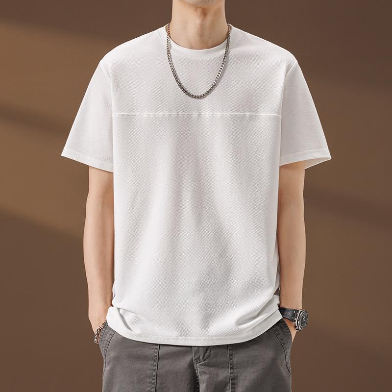 Tシャツ メンズ 男性用 半袖 クルーネック 丸首 無地 ゆったり ビッグシルエット アメカジ ストリート 普段使い 着回し インナー 夏物 薄手 コットンブレンド 通気性 吸湿速乾 トップス 黒