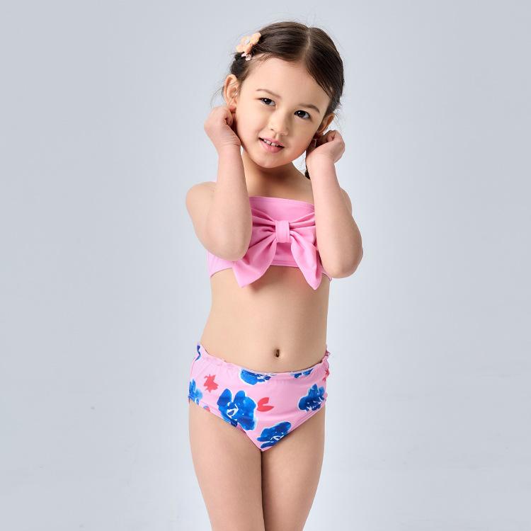 水着 レディース 女の子 キッズ 子供 ビキニ セパレート デジタルプリント 総柄 ピンク 春夏 通気性 高弾性 ポリエステル ビーチ プール スイムウェア