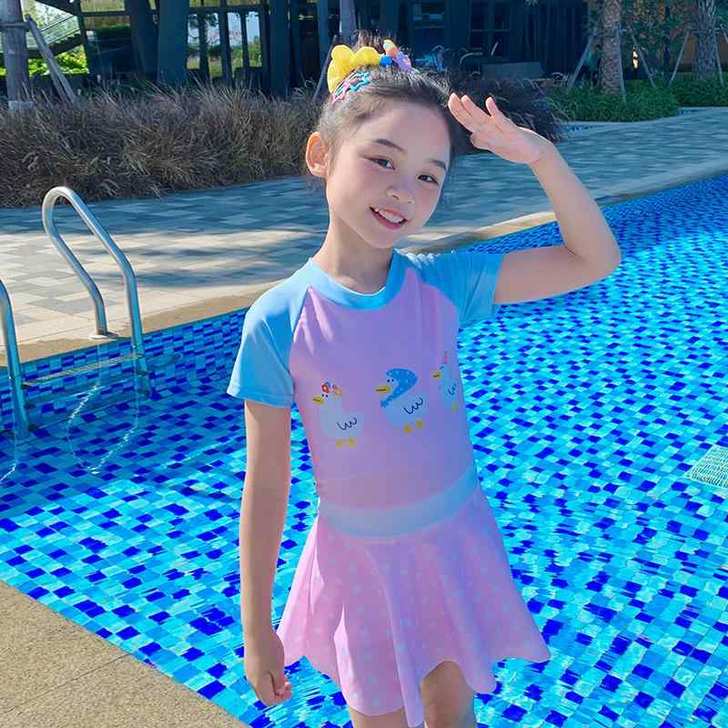 水着 キッズ 女の子 セパレート スカートタイプ プリンセス風 上品 かわいい 伸縮性 ポリエステル素材 パープル ブルー プール ビーチ レジャー スイミング