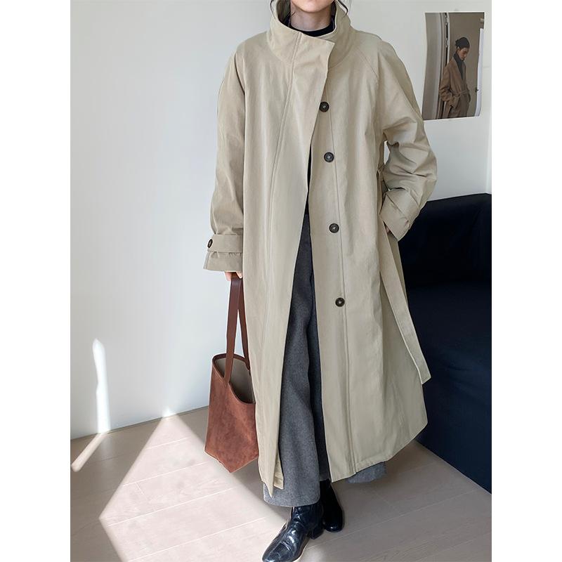 アウター レディース ダックダウンジャケット スタンドカラー ウエストマーク オーバーサイズ ロング丈 厚手 ポリエステル ジップアップ コート 秋冬 カジュア...