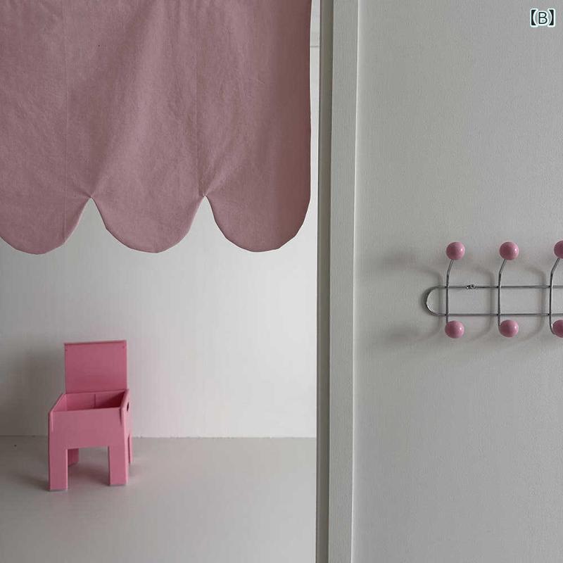 のれん 子供部屋 寝室 キッチン 玄関 ドアカーテン 無地 半丈 ショート丈 布製 つっぱり式 間仕切り 目隠し ポリエステル綿混紡 ブラック ホワイト ブラウン ブルー イエロー ピンク 韓国風 シンプル カジュアル