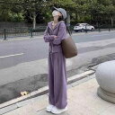 セットアップ レディース 秋冬 韓国ファッション インフルエンサー ゆったり オーバーサイズ カジュアル リラックス ジップアップ スウェット パーカー ワイド...
