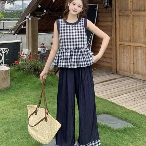 セットアップ レディース 春夏 プラスサイズ ぽっちゃり 韓国風 ノースリーブ ベスト トップス ゆったり ワイドパンツ 体型カバー カジュアル 2点セット セットアップ レディース 春夏 プラスサイズ ぽっちゃり 韓国風 ノースリーブ ベスト トップス ゆったり ワイドパンツ 体型カバー カジュアル 2点セット